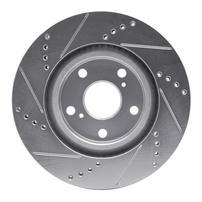 Volkswagen Transporter Brake Rotor (1) - Rear Right - R1 Concepts - Drilled & Slotted - Silver - `10-`24